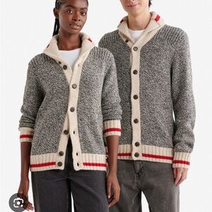 Unisex Roots Cabin Gray and Cream Knit Sweater